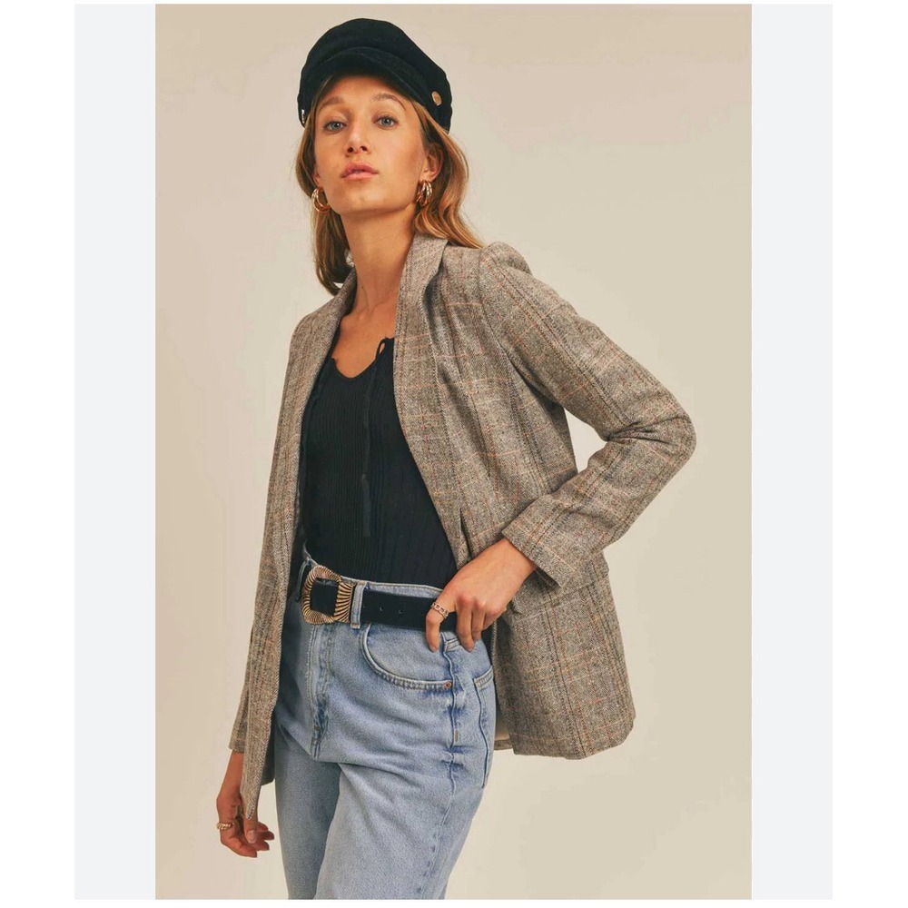 Sage The‎ Label League Of Her Own Herringbone Blazer Size Small
